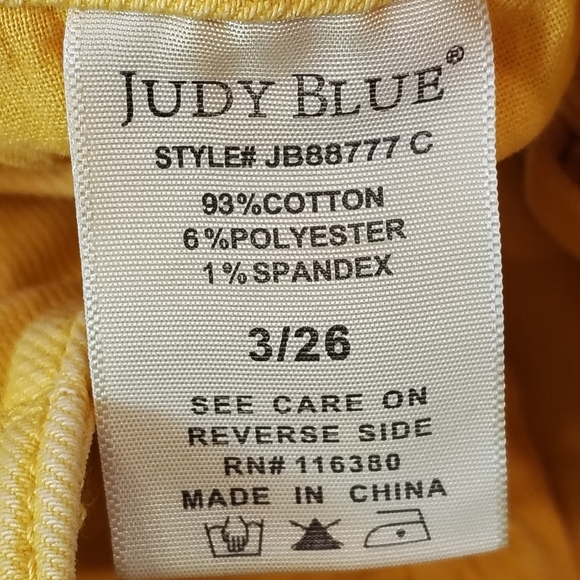 JUDY BLUE Bright Yellow Braided Waist Wide Cropped Denim Jeans SIZE 3/26 Artsy - Picture 7 of 11
